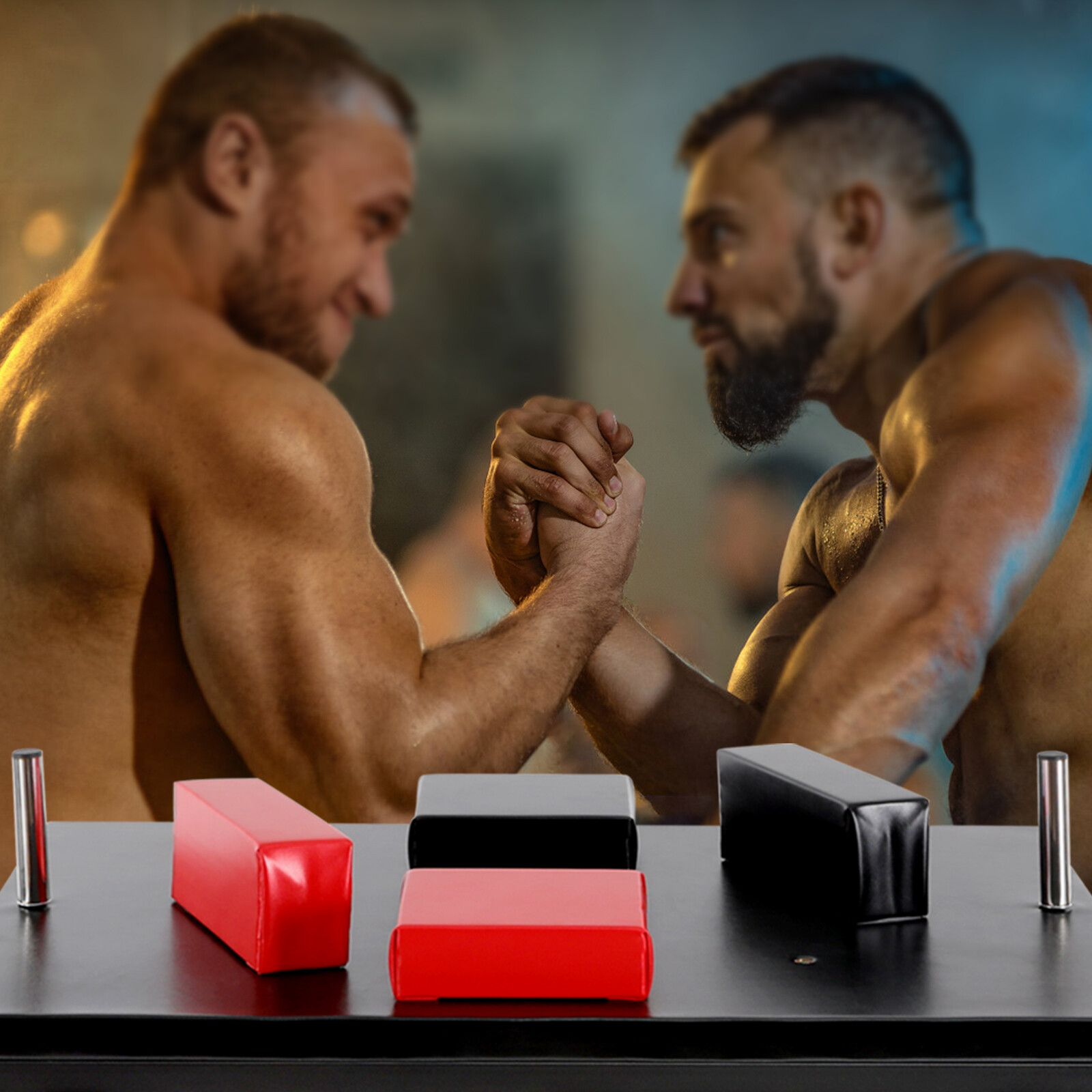 Arm Wrestling Table Set Battle Stand with Pads Handles Gym Forearm Wrist Fitness