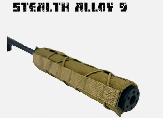 STEALTH ALLOY 9" Muzzle Brake for 5/8x24 GBB With Tan Heat Cover
