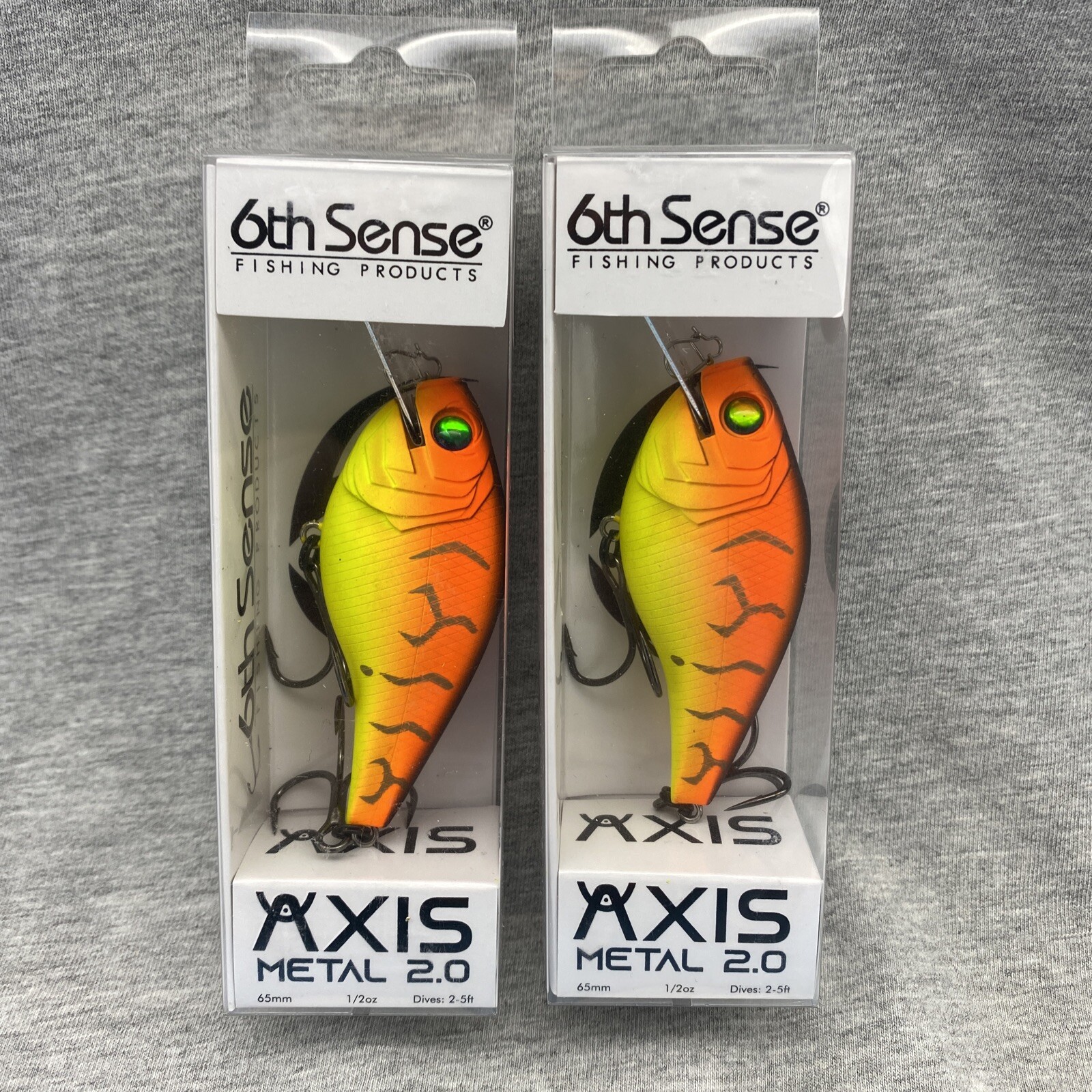 (2) 6th Sense AXIS Metal 2.0 Fishing Crankbait TIGER-TREUSE - FAST SHIPPING!