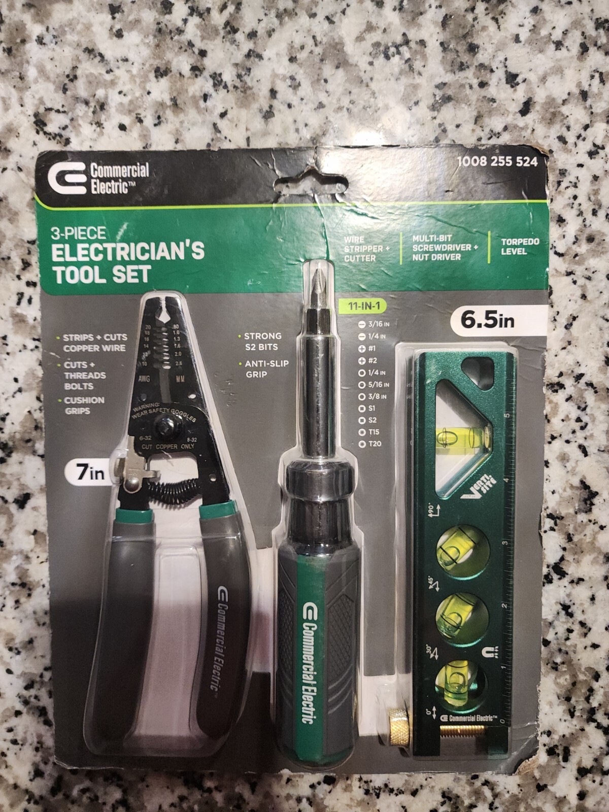 COMMERCIAL ELECTRIC 3 PIECE ELECTRICIANS TOOL SET 1008255524 NEW