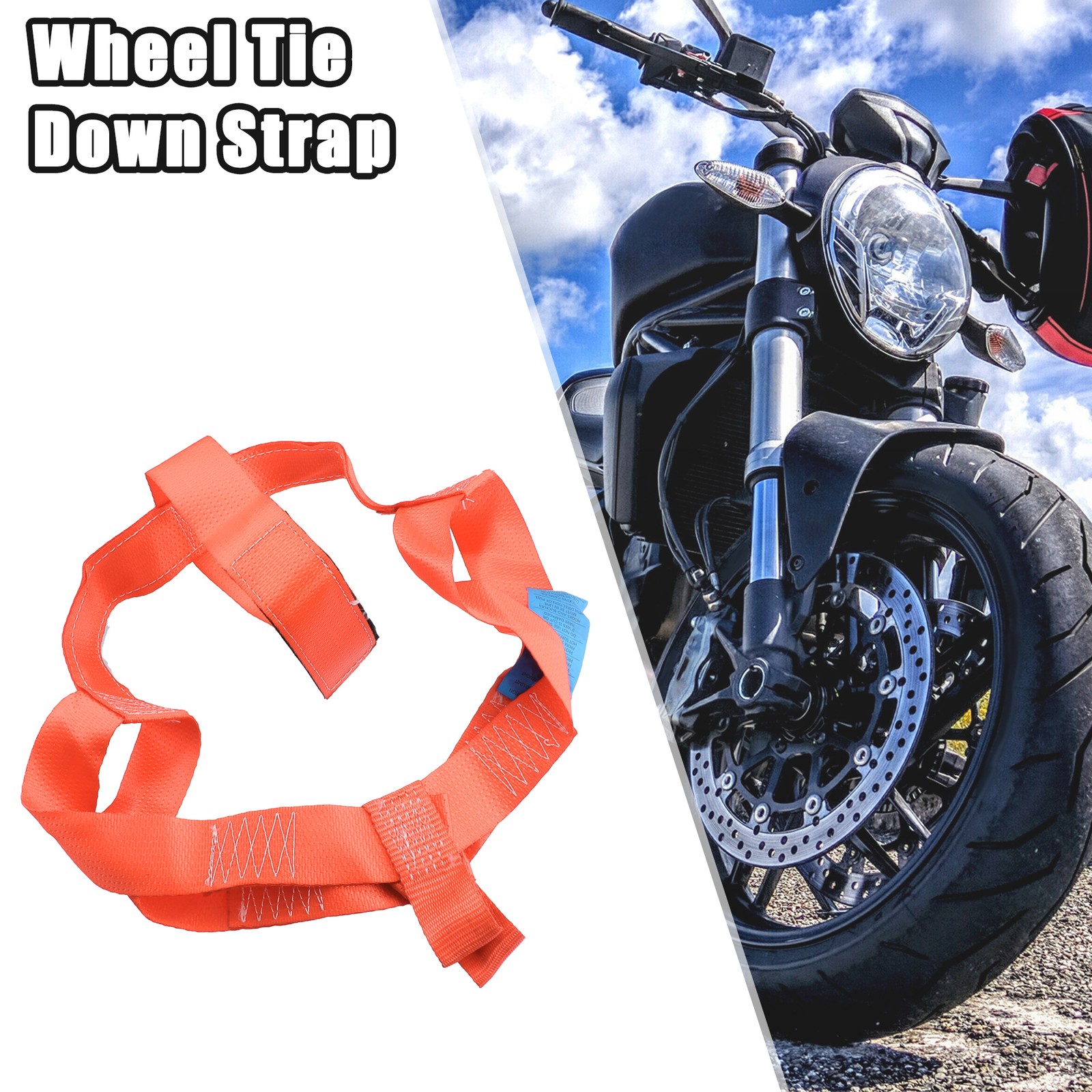 1 Pcs Rear Wheel Transport Tie Down Strap Motorcycle Universal Nylon Orange