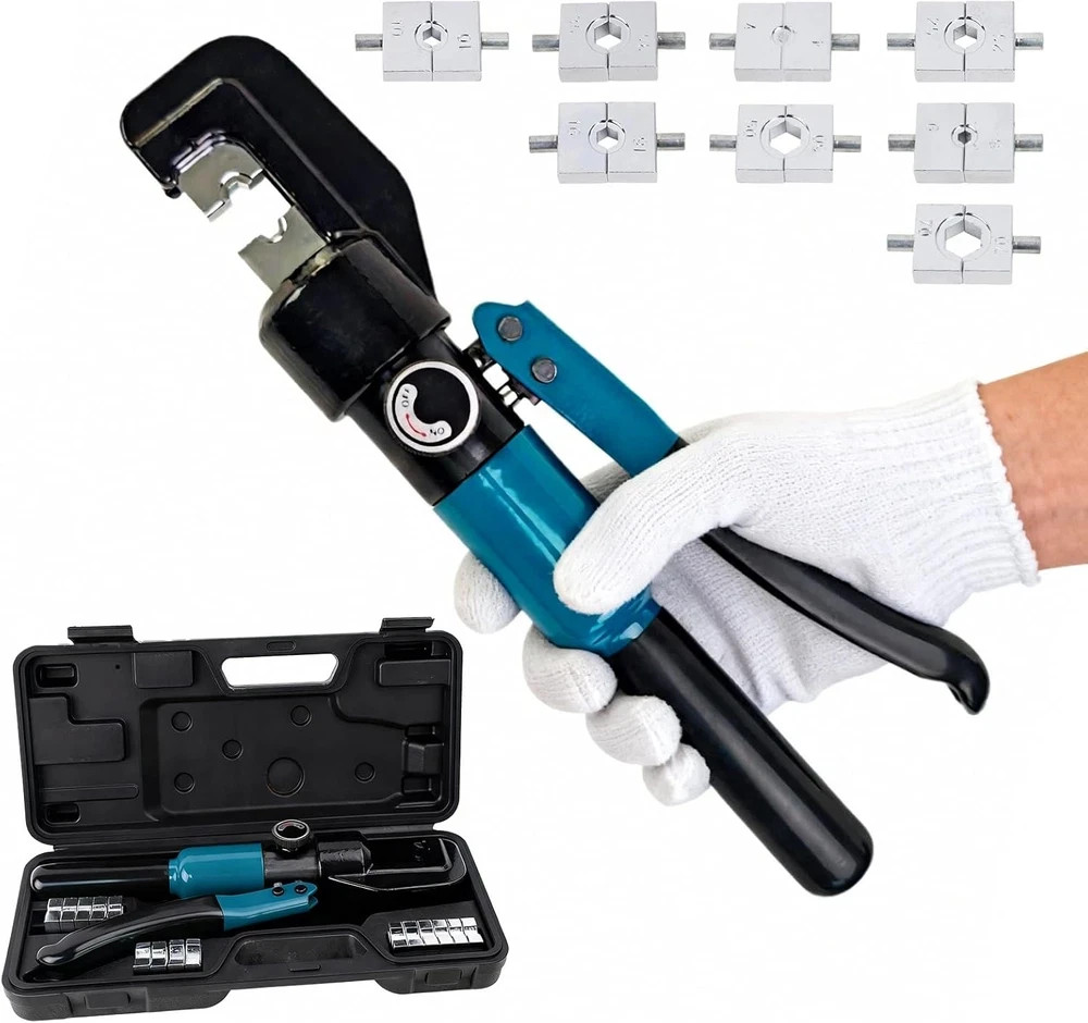 Hydraulic Crimping Tool - 1/8” Wire Rope Crimping Tool with 9 Die Sets (12 AWG t