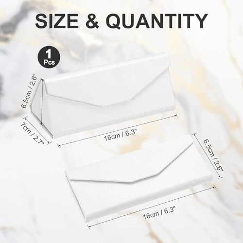Foldable Glasses Case, Triangle Magnetic Sunglasses Organizer Case PU Orwhite