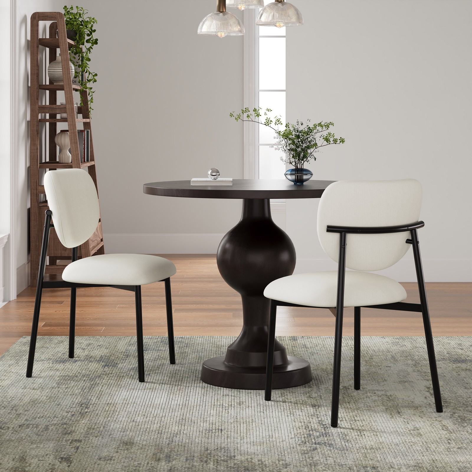 Upholstered  Dining Chairs With Metal Legs (Set of 2),Beige