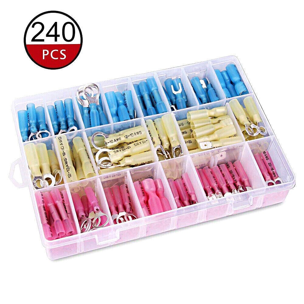 240PCS Heat Shrink Electrical Wire Connectors Marine Insulation Crimp Terminals