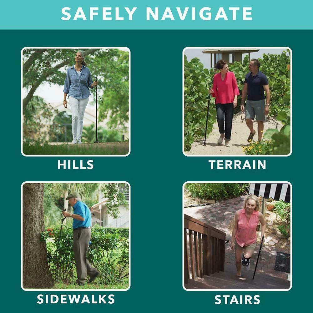 10 Levels Adjustable Height Walking Stick - Retractable Posture Correcting Cane