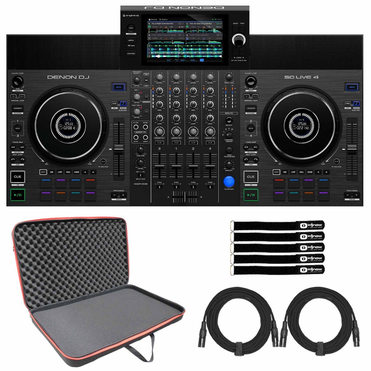 Denon SC LIVE 4 4-Deck 7" Touchscreen Standalone DJ Controller w Travel Case