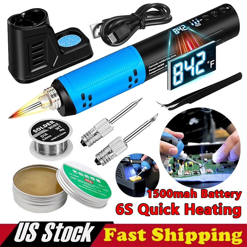 Cordless Soldering Iron Kit LED Display Portable Soldering Tools 392°F to 842°F