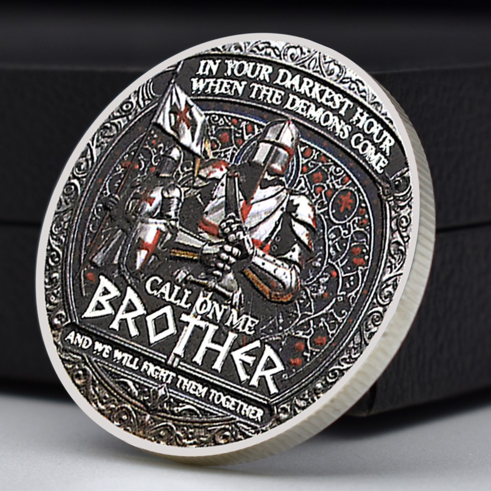 Knight Brotherhood Challenge Coin Brother Quote Medieval Crusader Gift Medal
