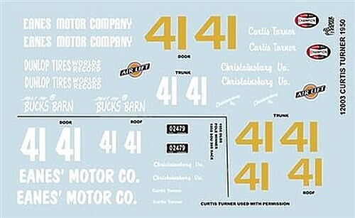 Gofer-Racing 1950 Olds Curtis Turner Graphics - Plastic Model Vehicle Decal