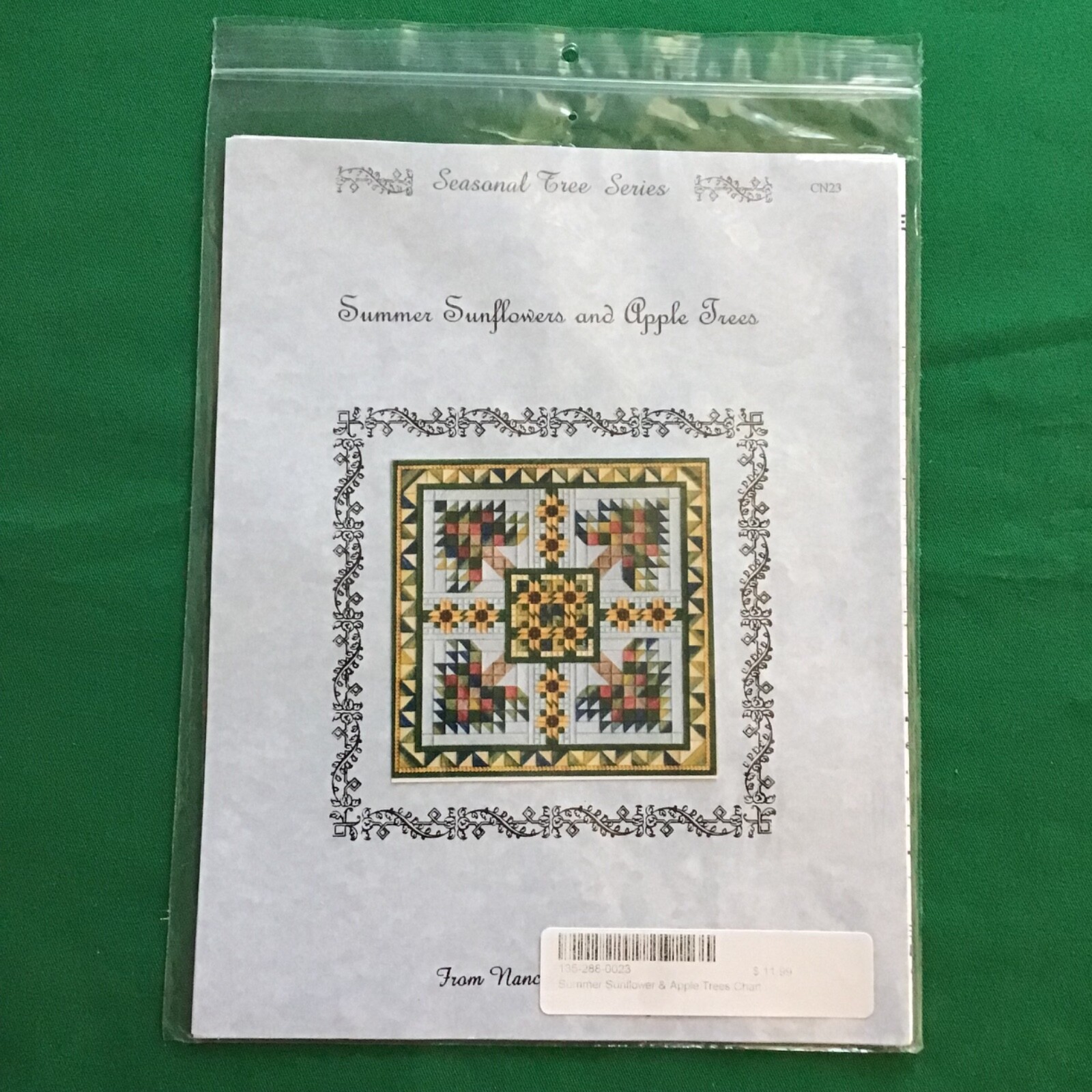 Summer Sunflower Apple Trees Nancy's Needle Seasonal Tree Needlepoint Pattern
