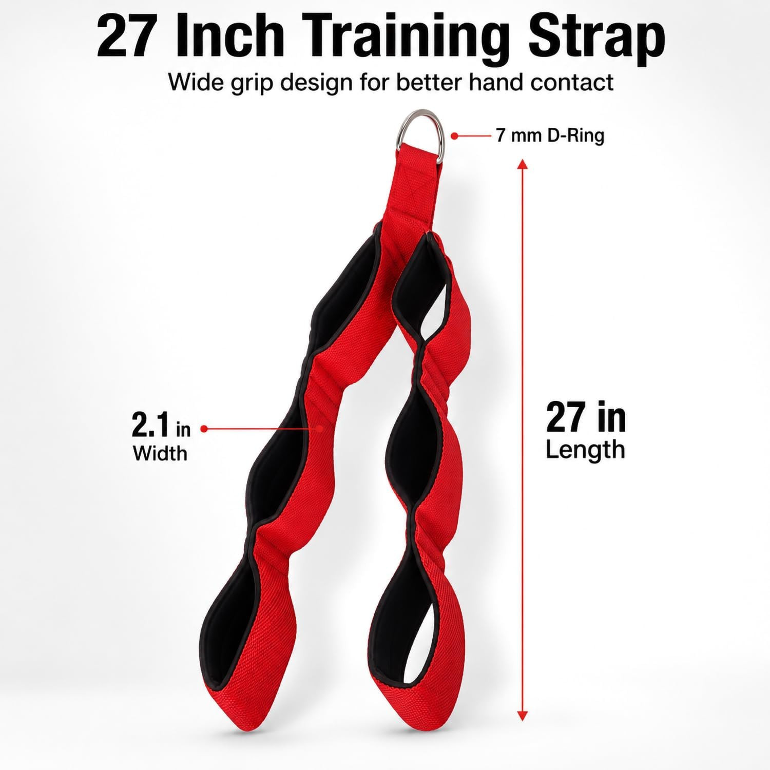 Tricep Rope Cable Attachment, 27 Inch Multi-Grip Pulldown Strap | PP Webbing, Pa