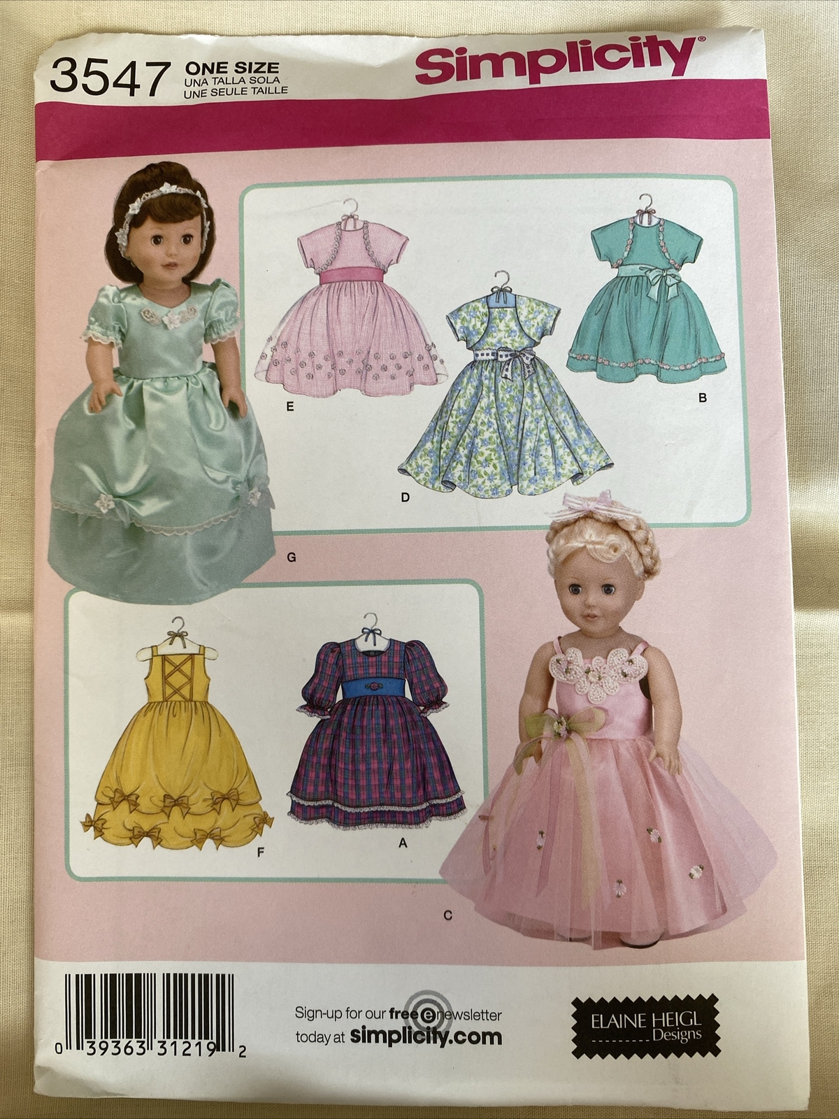 18” Doll Clothes Sewing Pattern Simplicity 3457