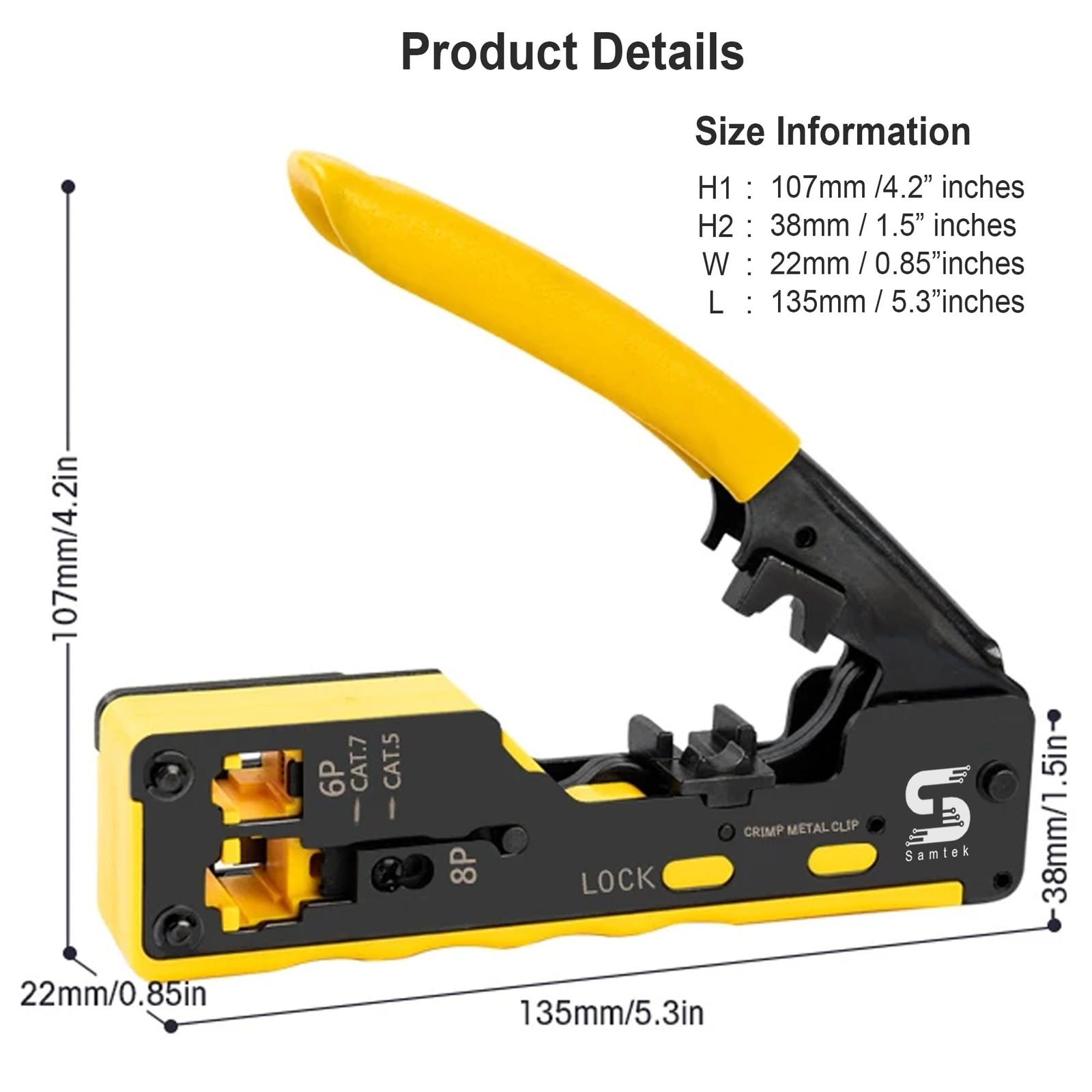 RJ45 Ethernet Passthrough Crimper Tool Pass Through Crimping, All in One Crim...