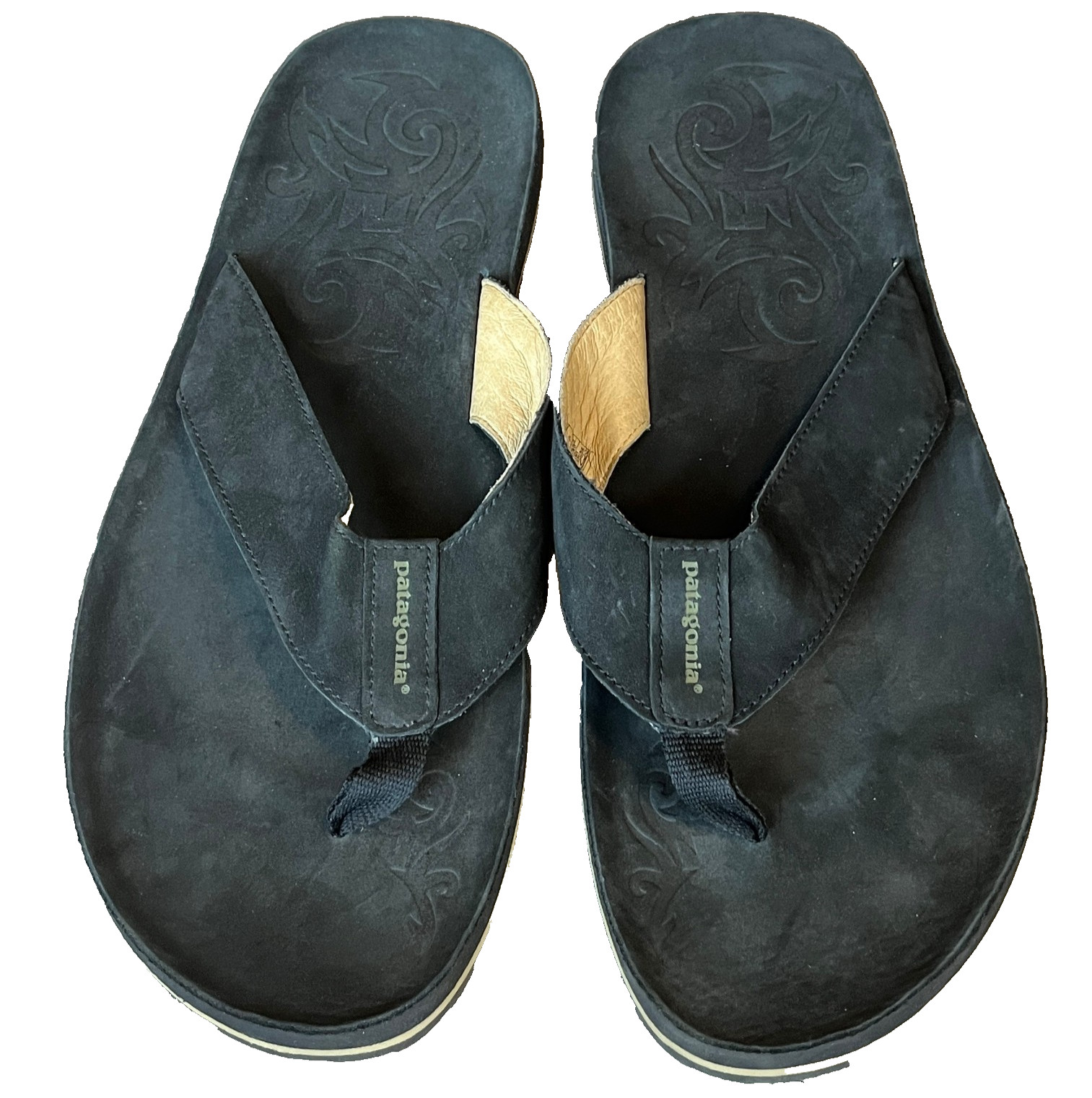 Patagonia Flop Along Thongs Sandals Flip Flop Black Leather Mens 14 UK 13 EU 47