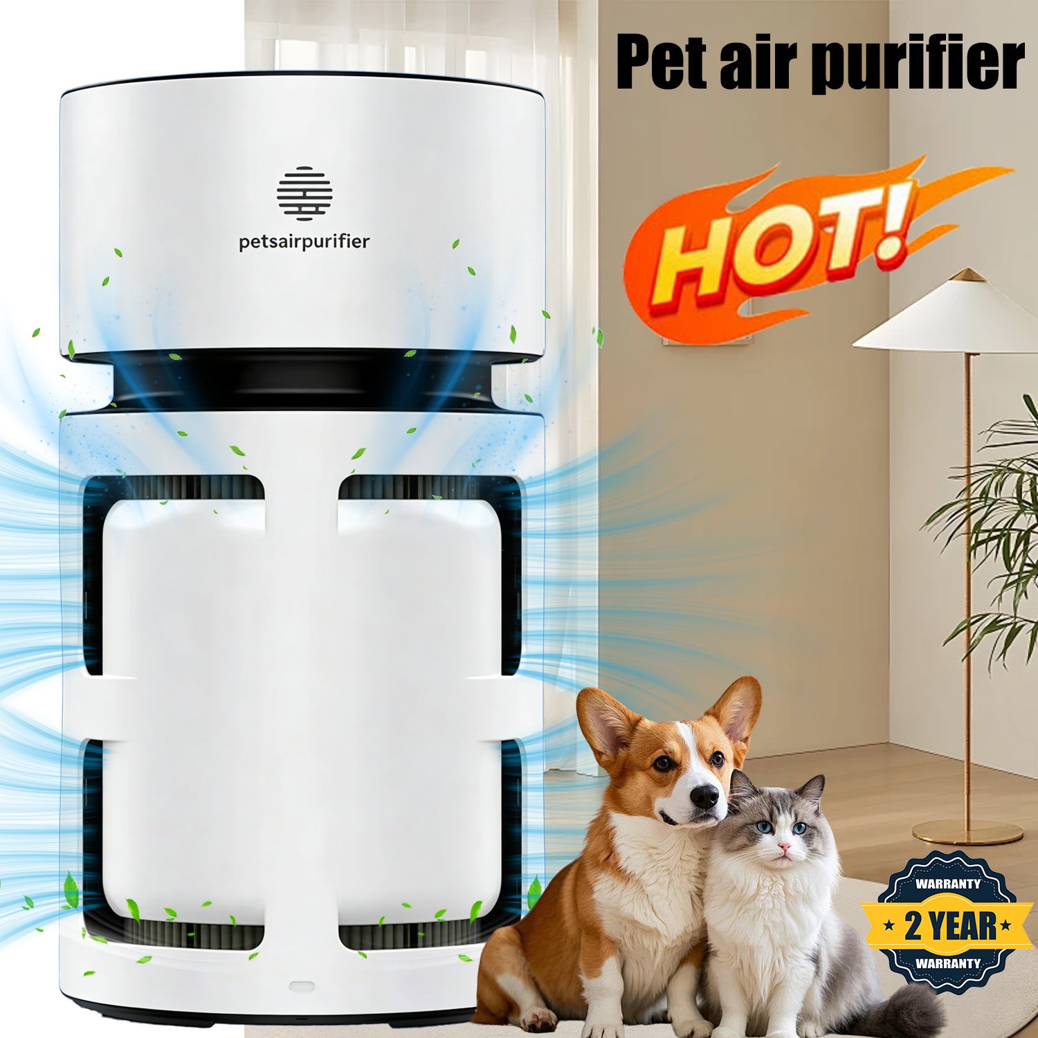 Home True HEPA Air Purifier Large Room Air Cleaner for Allergies Smoker Pet Hair
