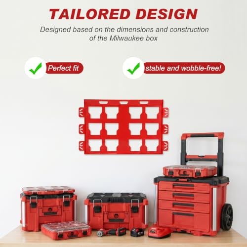 Mounting Plate Compatible with Milwaukee Packout 2Pack Red Mounting Plate