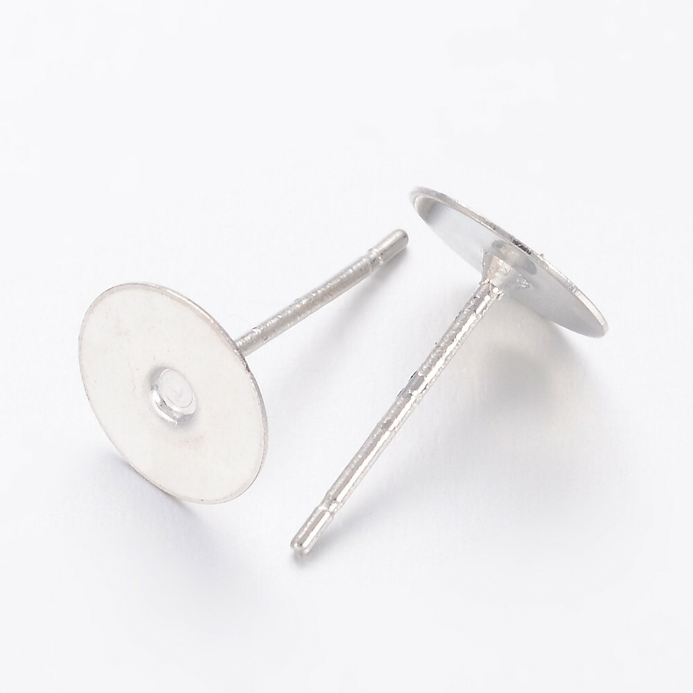 50Pcs Nickel Free Platinum Brass Head and Stainless Steel Pin Earstud Components