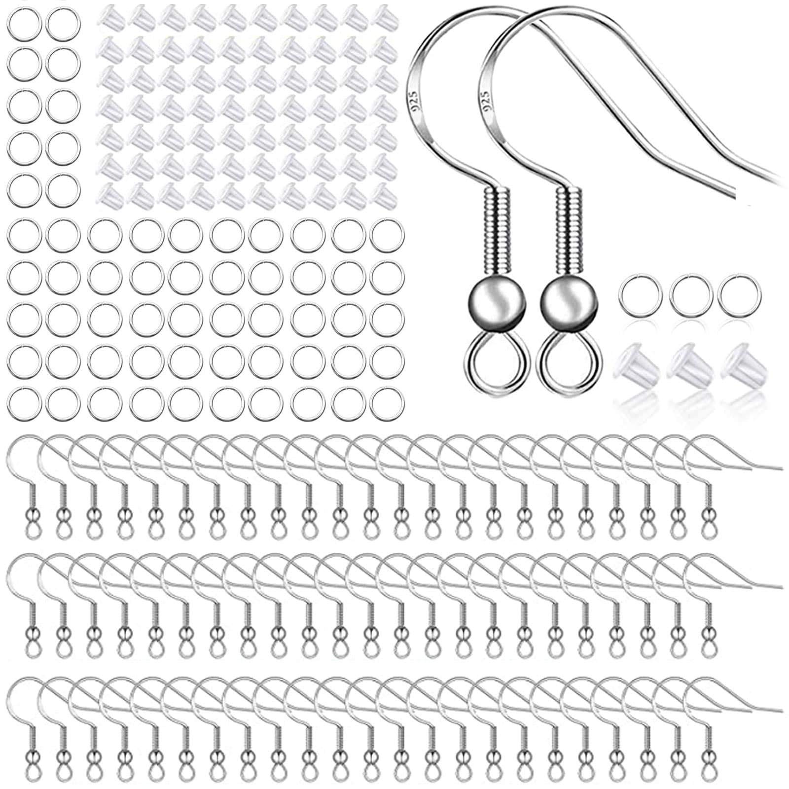 Earring Hooks 925 Sterling Silver Plated 150 PCS 75 Pairs Ear Wires Fish Hooks