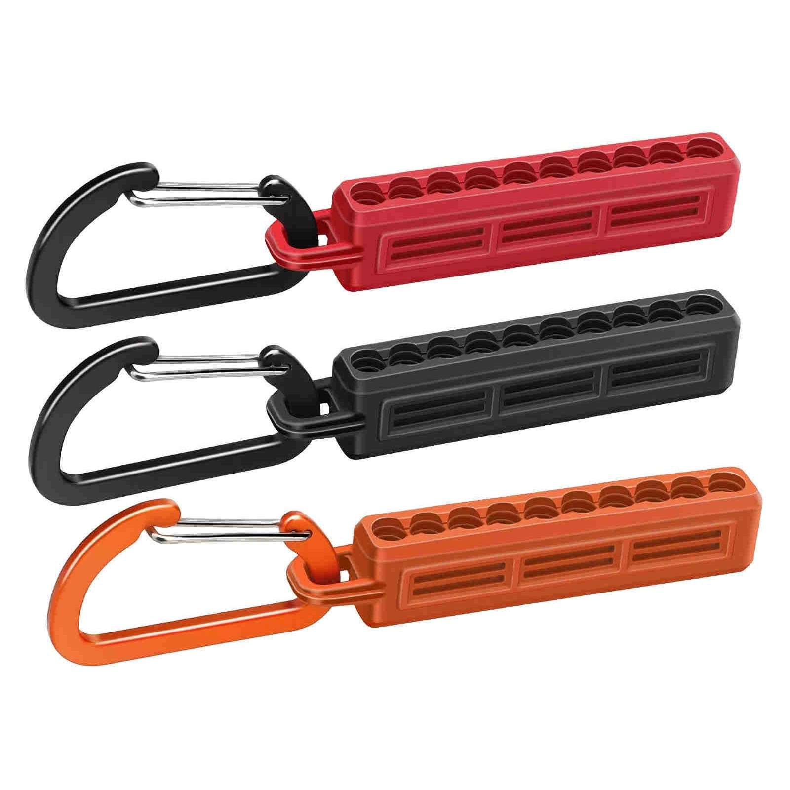 3x 1/4" Hex Bit Holder Storage Rail Color Coded Bit Organizer With Carabiner