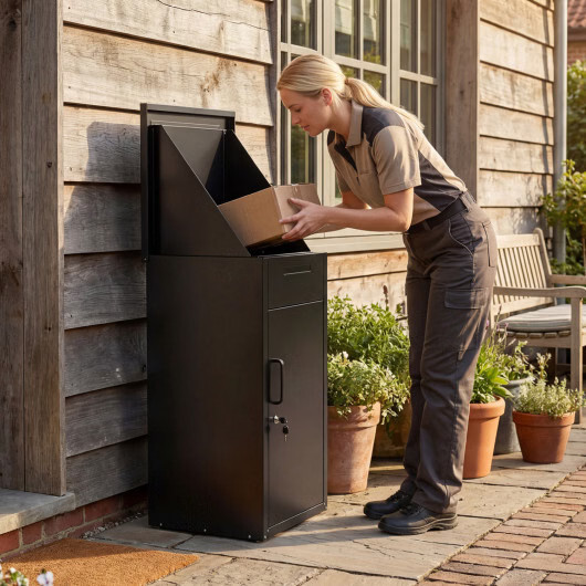 Package Delivery Box with Anti-Theft Board and Lockable Door-Black
