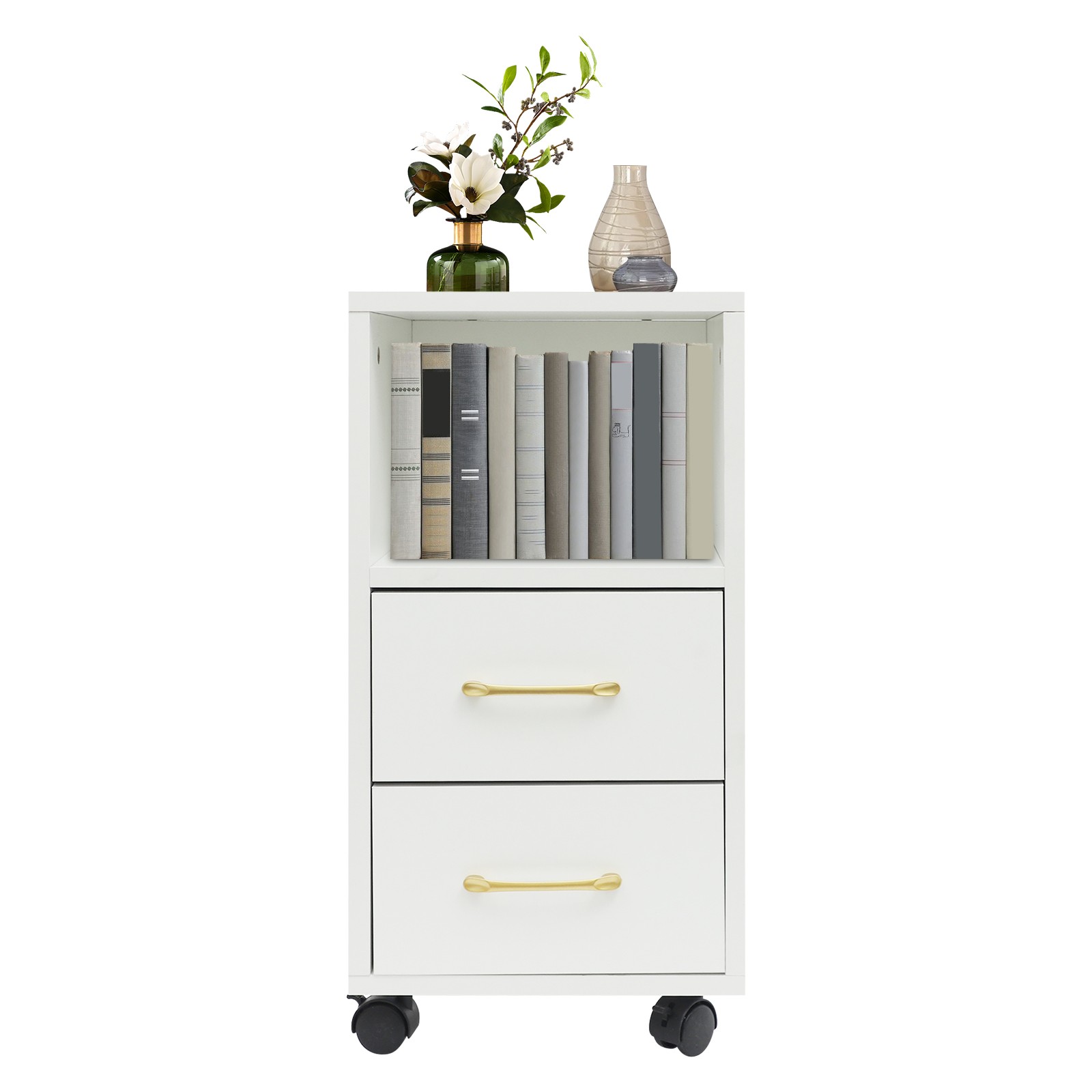3-Tier End Table Sofa Side End Storage Shelf White Movable Storage Cabinet