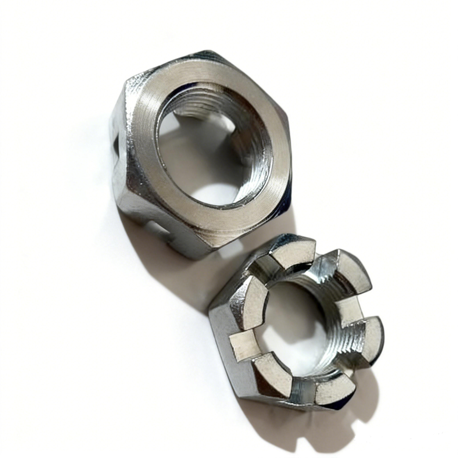 (2) 1-14 Slotted Hex Castle Nut Zinc Plated 1" x 14 Fine Thread 1 inch fine