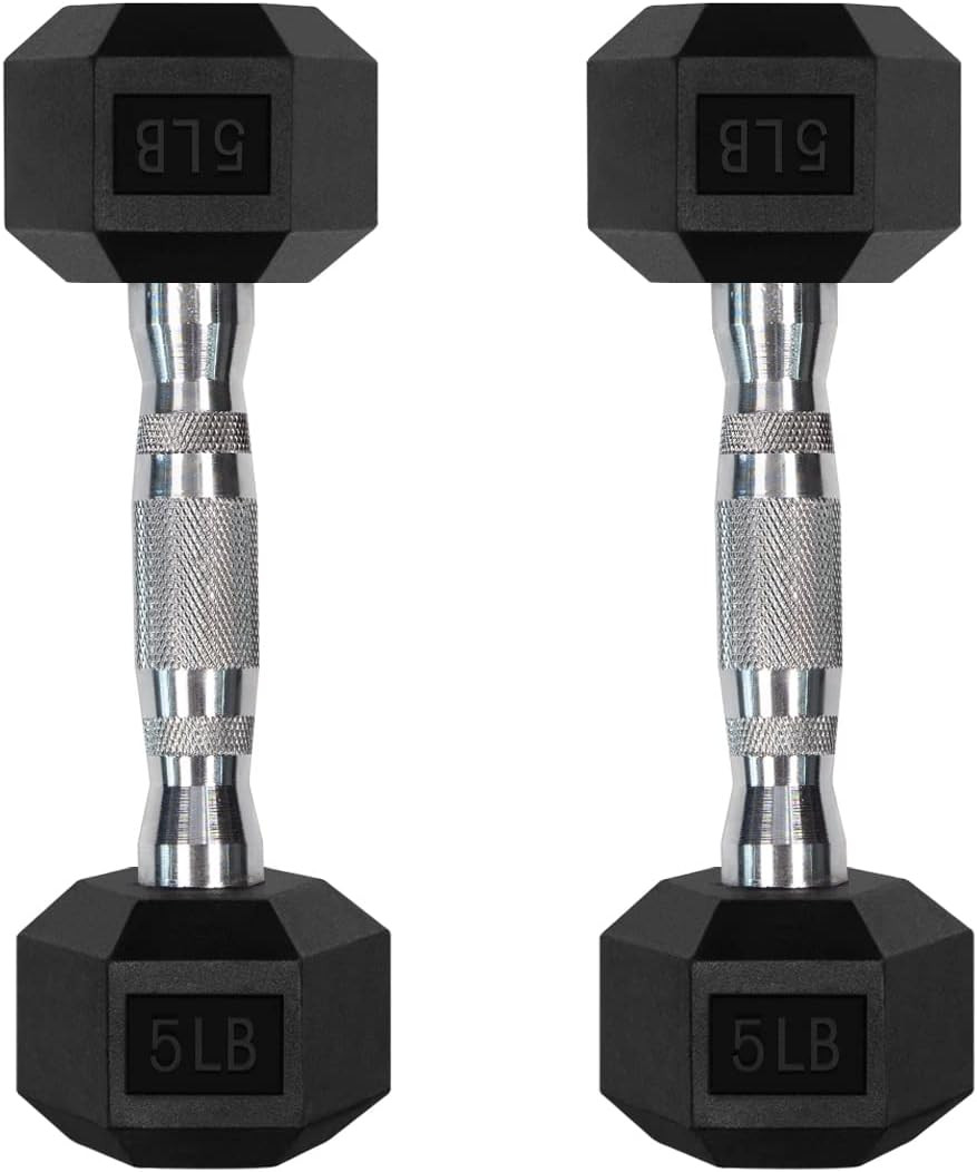 5-780LBS Rubber Coated Hex Dumbbell Weight Set with Rack and Adjustable Weight B