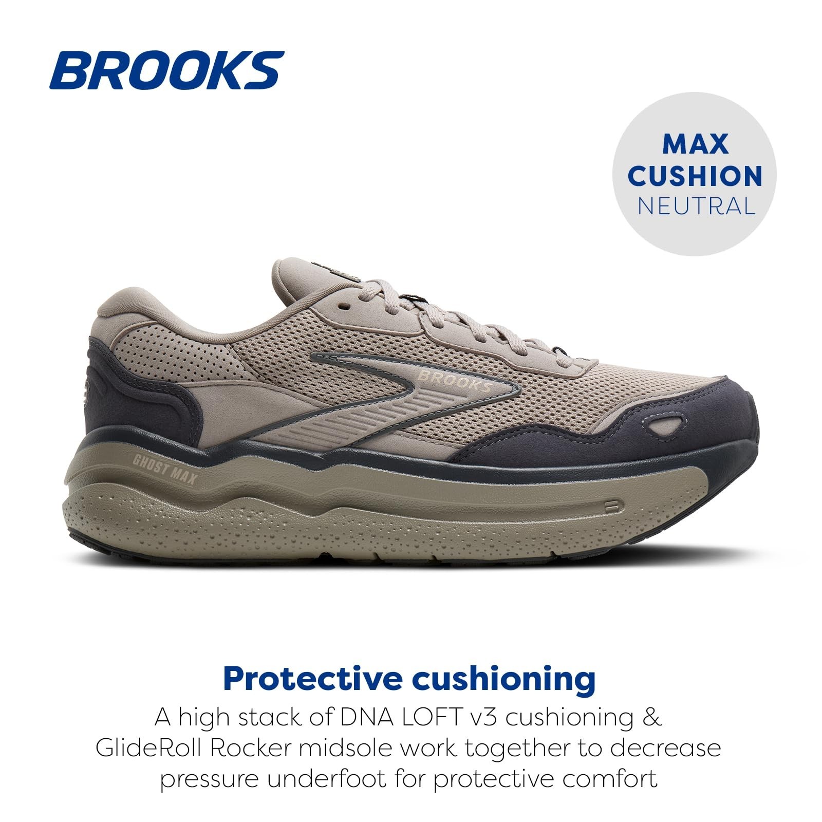 Brooks Men’s Ghost Max Suede/Leather Neutral Running & Walking Shoe 10