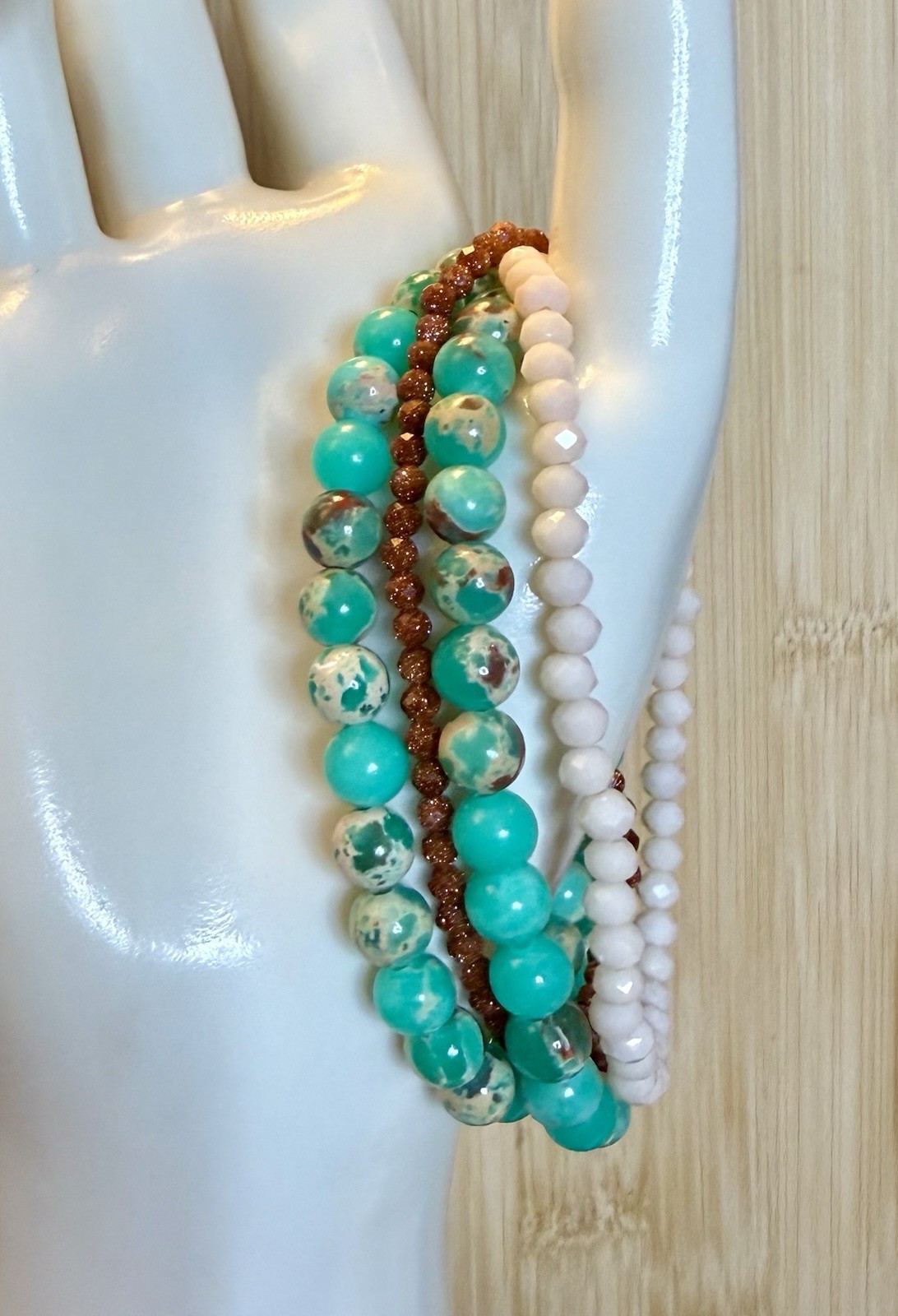 7” Sea Sediment Jasper Stretch Bracelet Set