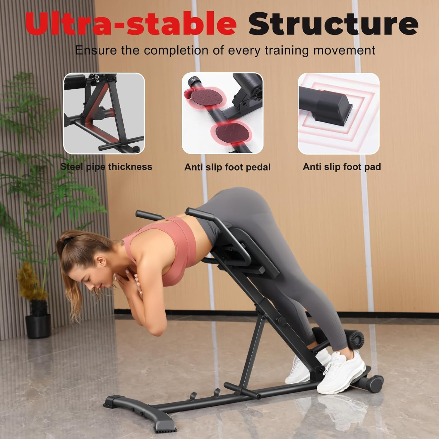 Adjustable & Foldable Roman Chair, Hyperextension Bench, Optional Ab Workout Mac