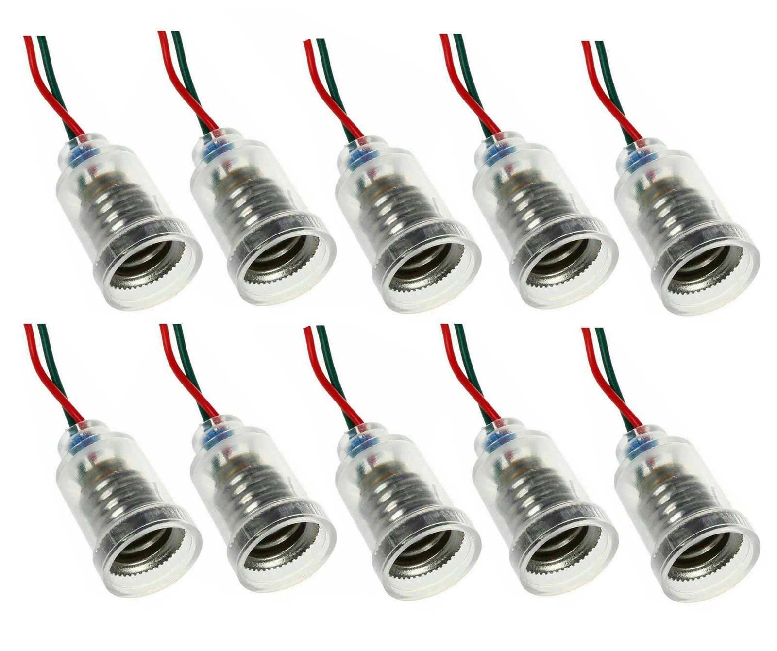 10x E10 LED Screw-Mount Small Bulbs Holder with Wire Socket for Home white
