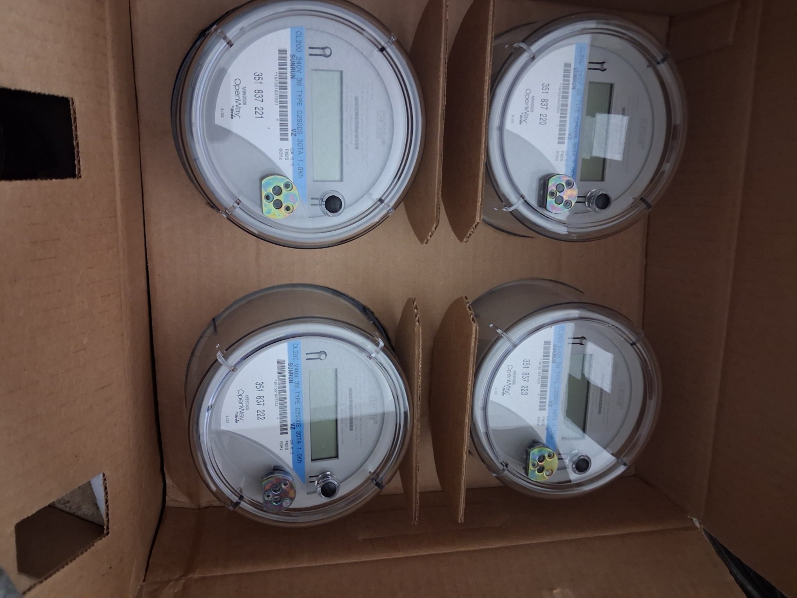 lot of 4 new Centron Itron Sunrun OpenWay Smart Meter CL200 240V 3W C2SODS