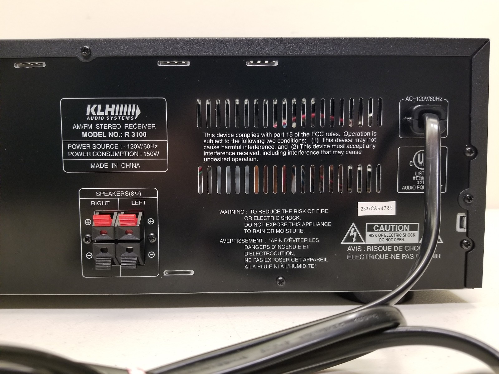 KLH Audio Model R3100 AM/FM Stereo Receiver w/Remote Bundle EXCELLENT!