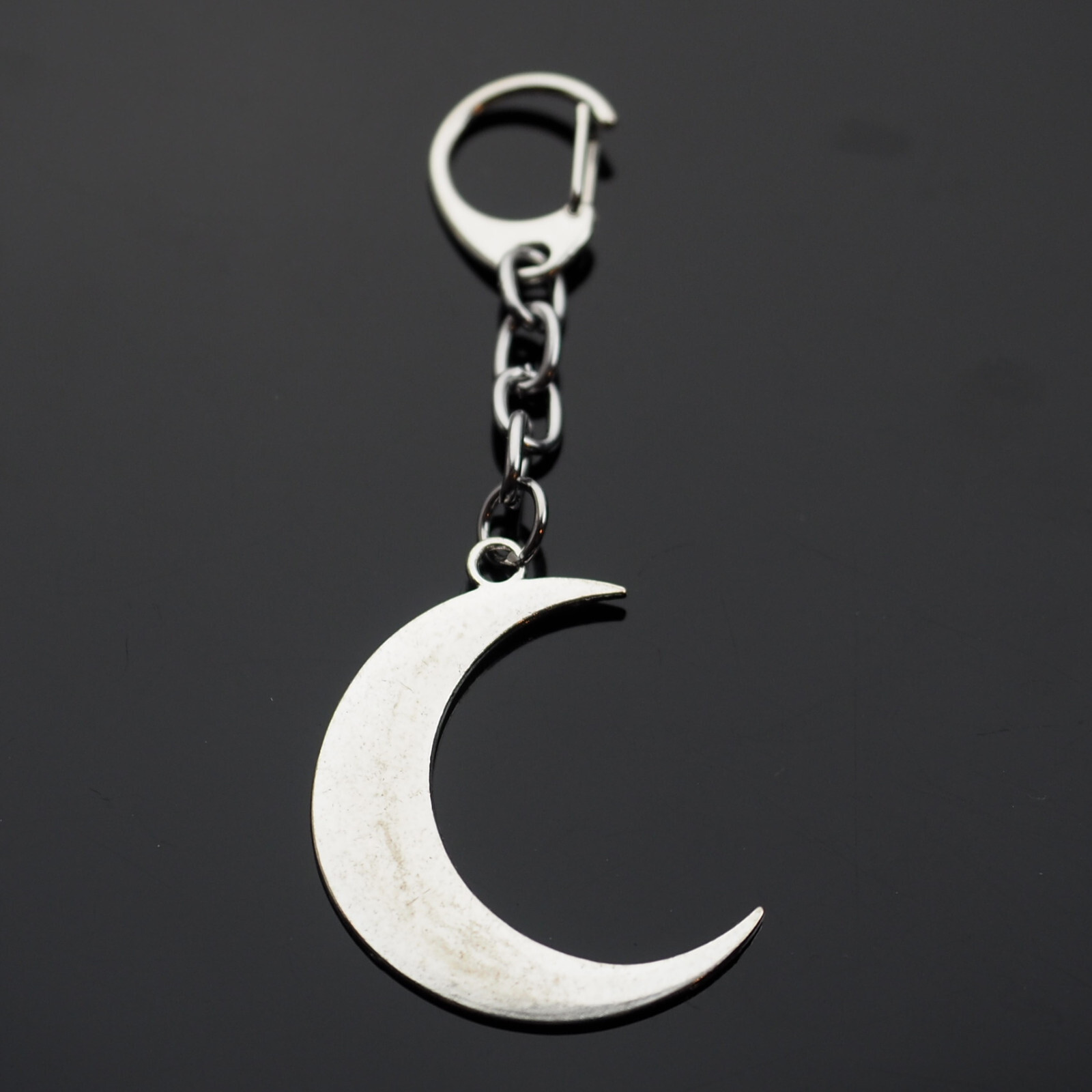 Crescent Moon Silver Pendant Keychain Gift Key Chain Cilp On Bag