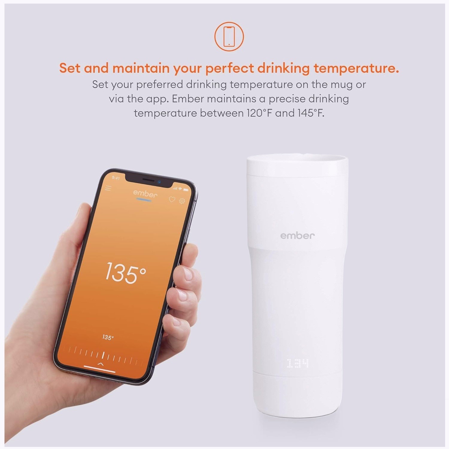 Ember 12 oz Travel Mug with Precision Temperature Control in White
