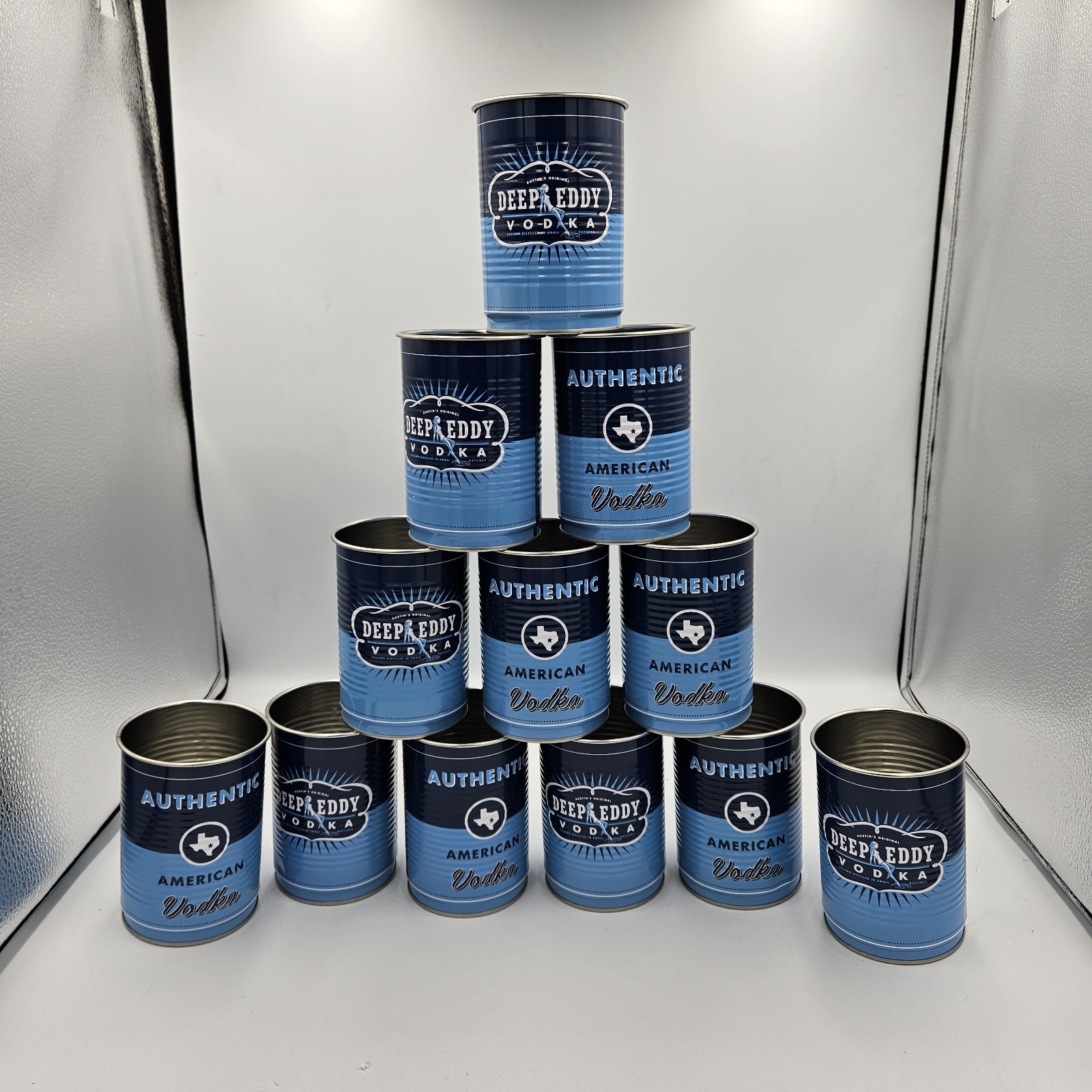 DEEP EDDY  VODKA set of 12 Tin Can Cups Man Cave Barware 12oz