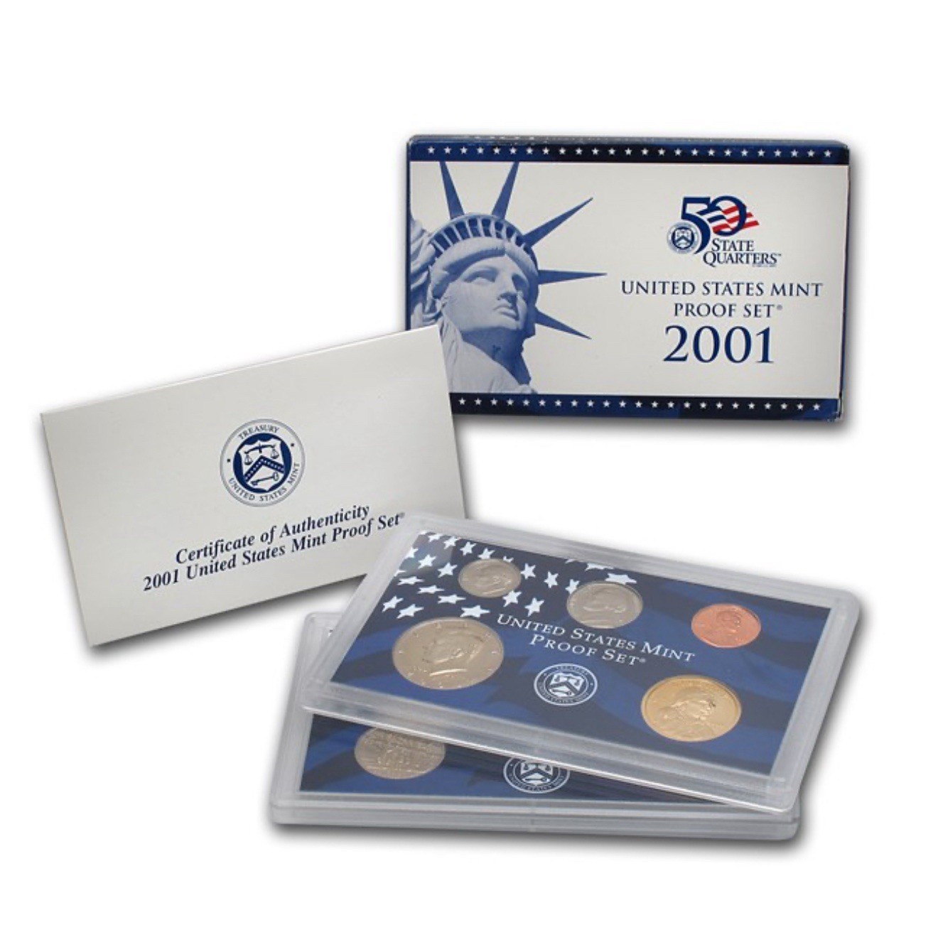 2001 10 Coin Proof Set With OGP and COA Stock Image