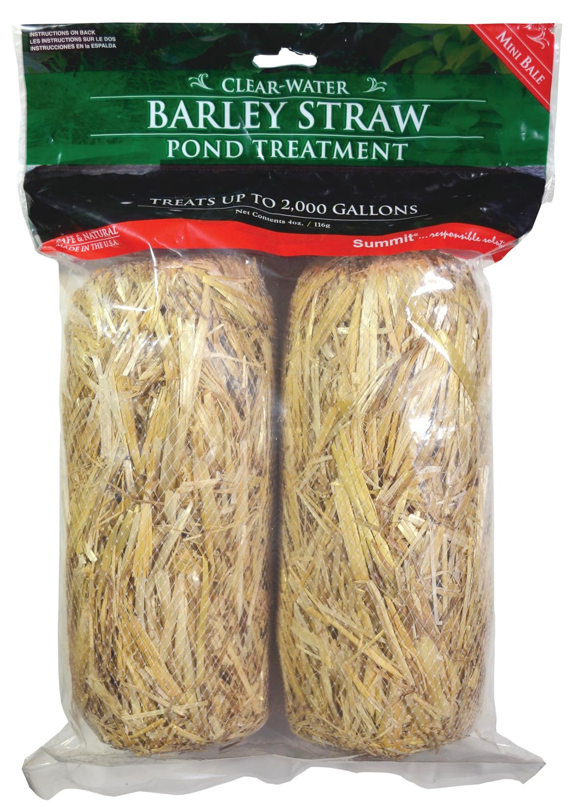 Clear-Water Barley Straw Pond Treatment, 2-Pack, Treats Upto 2000 Gallons, 1000