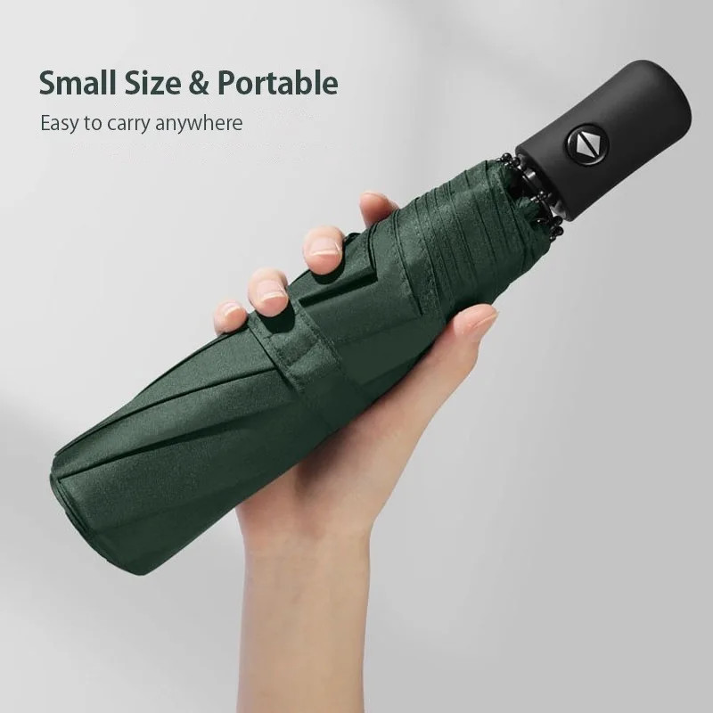 Folding Umbrella Wind Resistant Black Coating Large Automatic Rain Sun Use