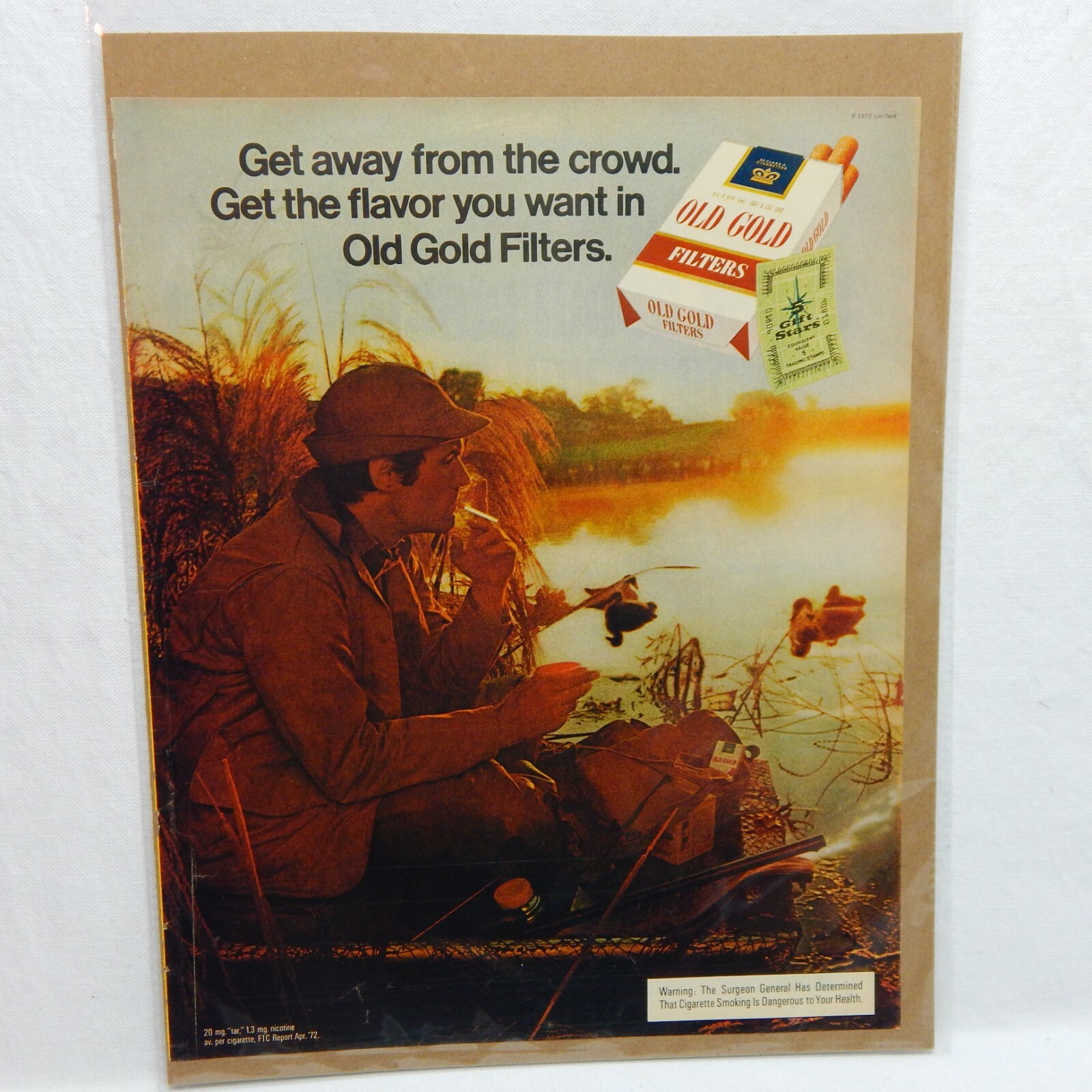 1972 OLD GOLD CIGARETTES P. LORILLARD COMPANY ADVERTISEMENT