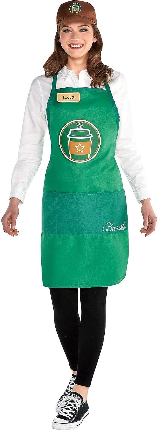 Barista Kit Coffee Shop Worker Fancy Dress Up Halloween Adult Costume Accessory