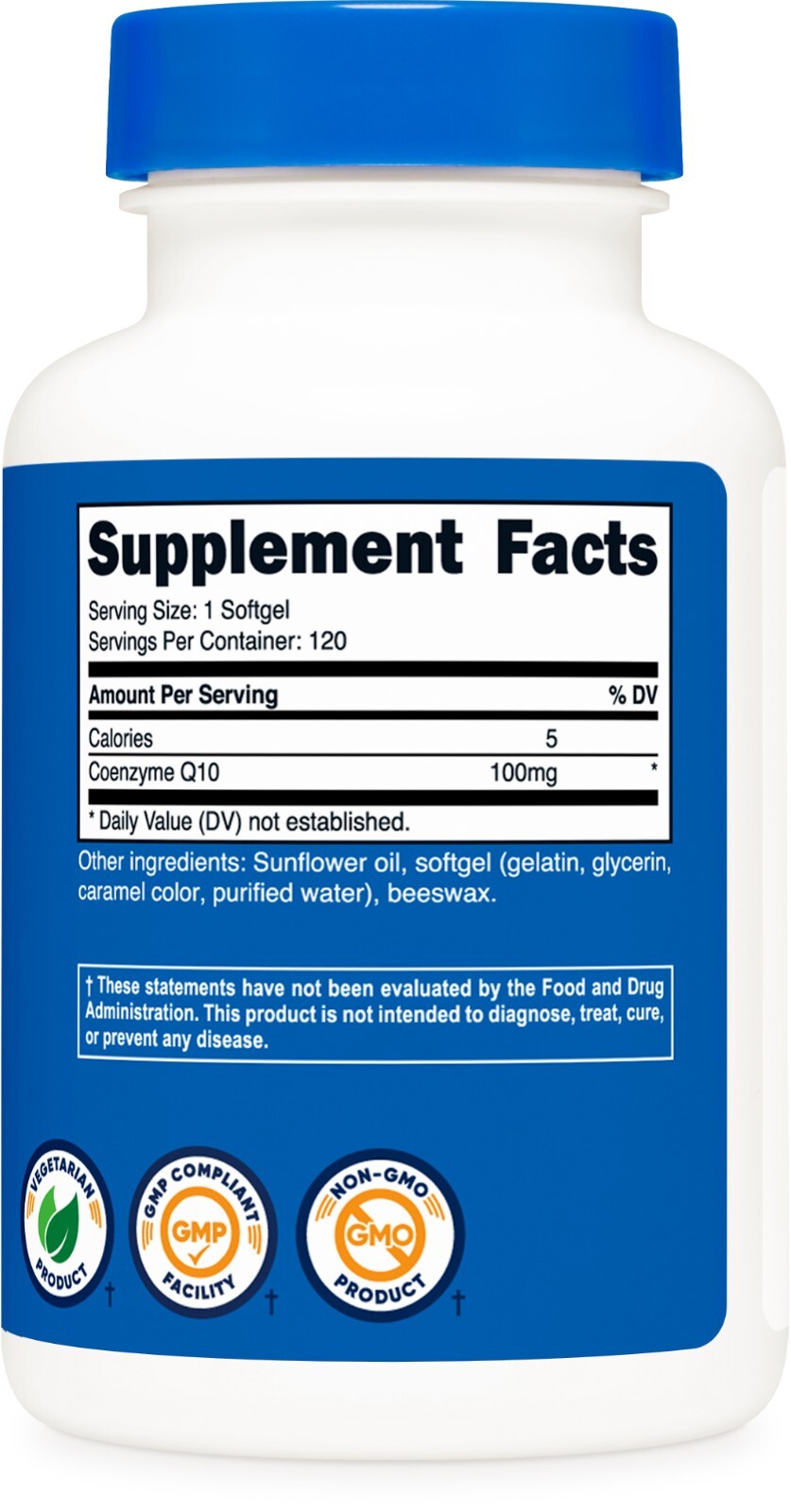 Nutricost CoQ10 100mg, 120 Softgels, Non-GMO (Coenzyme Q10)
