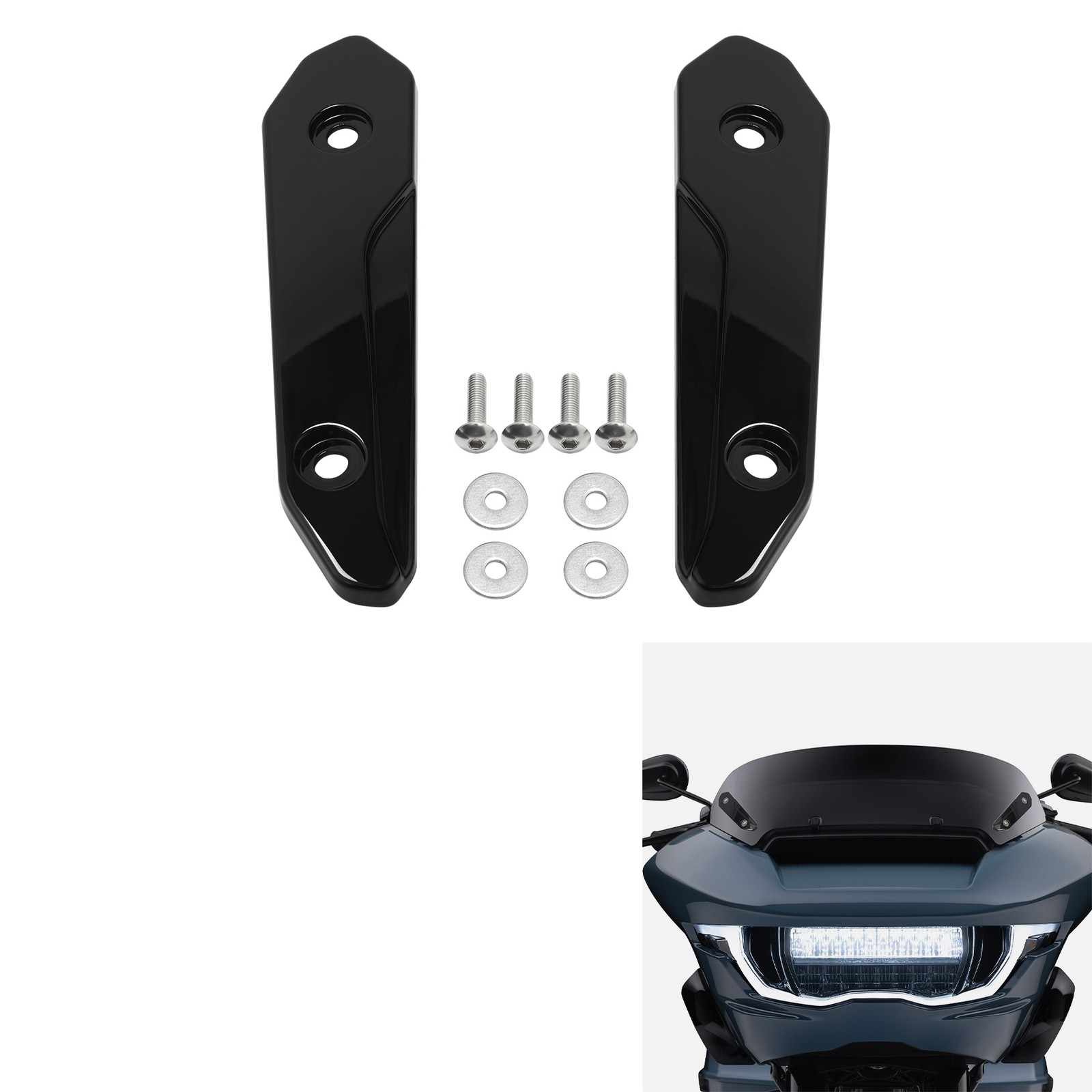 Gloss Black Windshield Side Trim Split Fit For Harley CVO Road Glide 2023-25