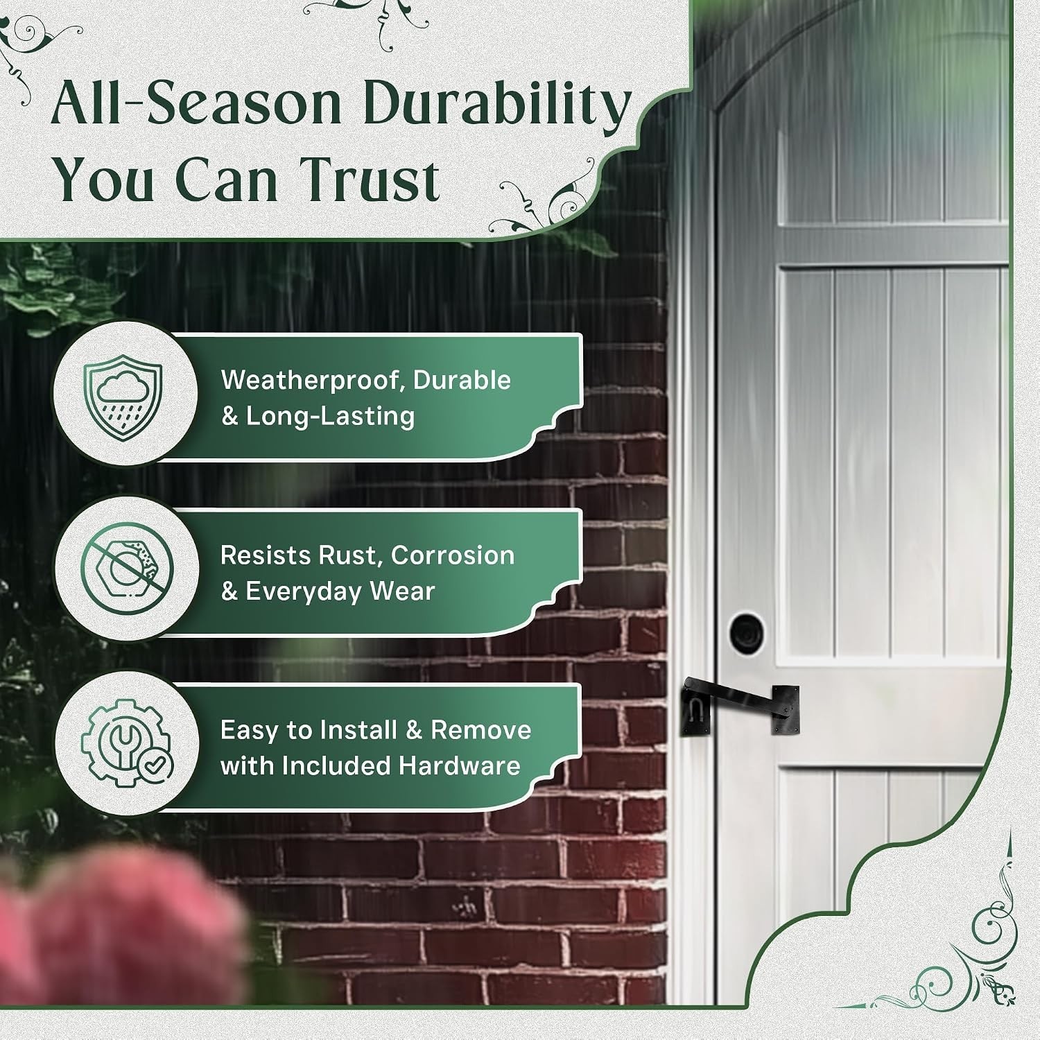 Traditional 12" Wrought Iron Gate Lock - Easy Installation
