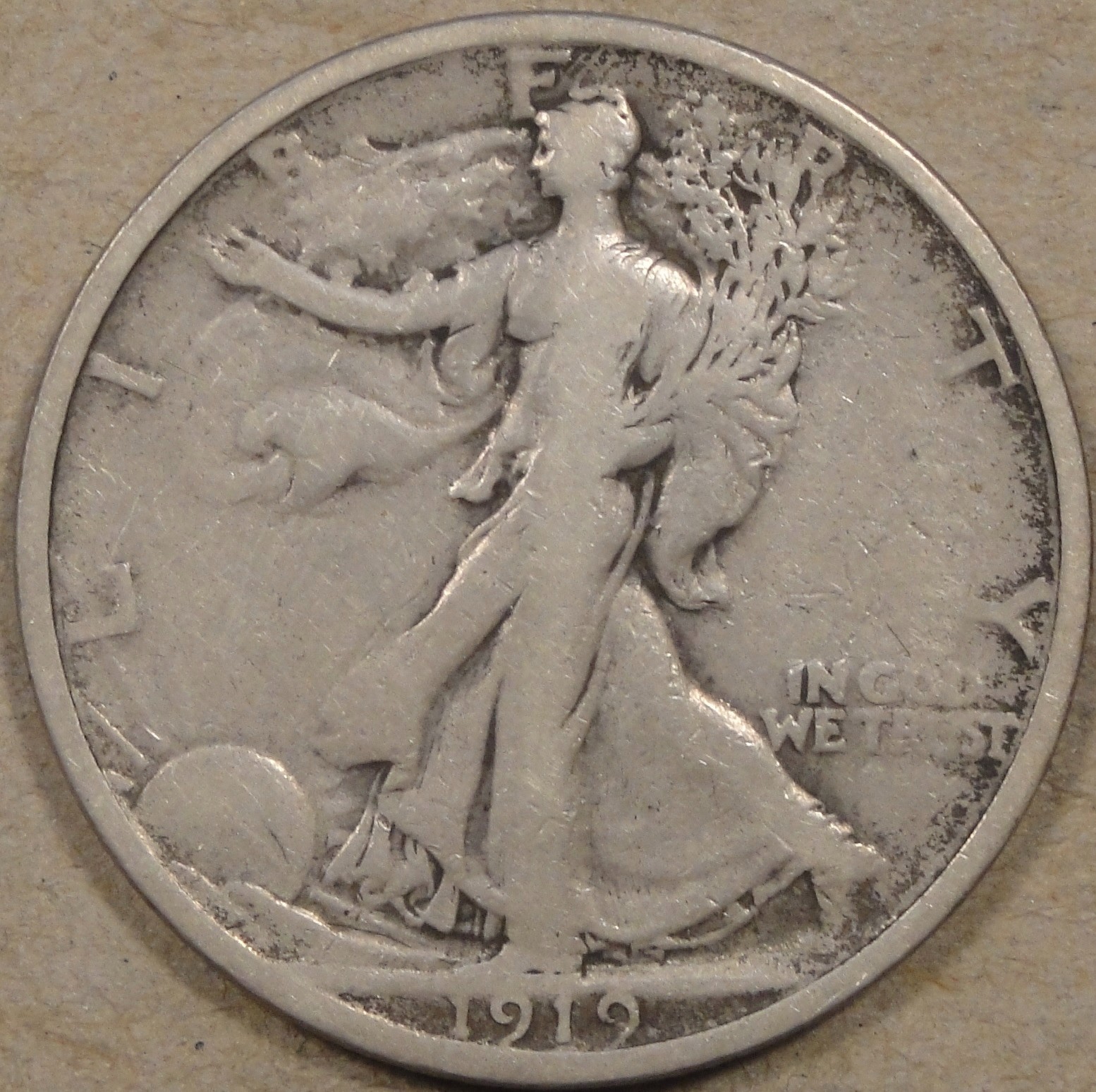 1919 Walking Liberty Half Dollar 50c F Details as Pictured L4-2