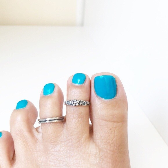 925 Sterling Silver Split Octagon Shape Oxidize Adjustable Toe Ring /Finger Ring