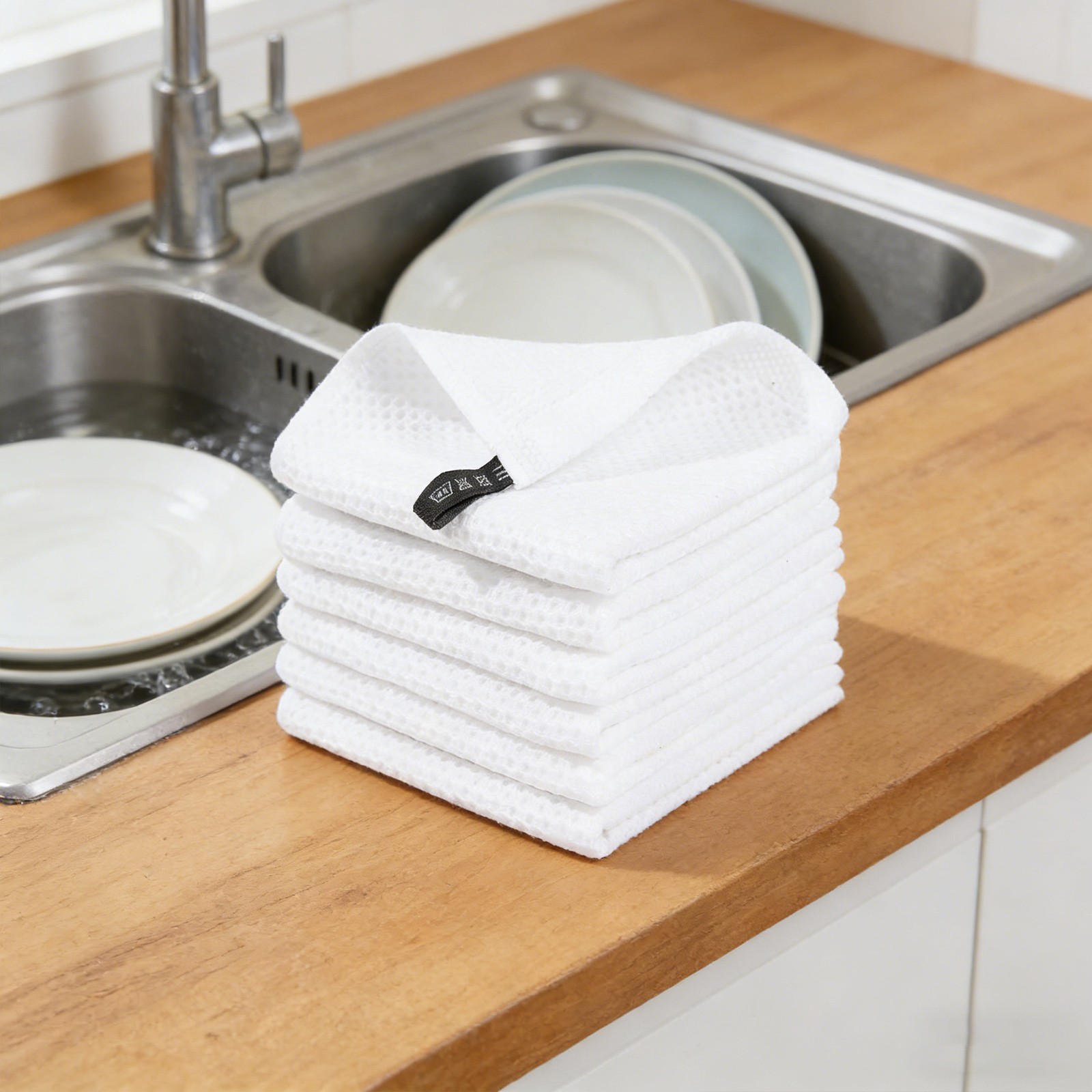 100% Cotton Waffle Weave Kitchen Dish Cloths, Ultra Soft Absorbent Quick Drying