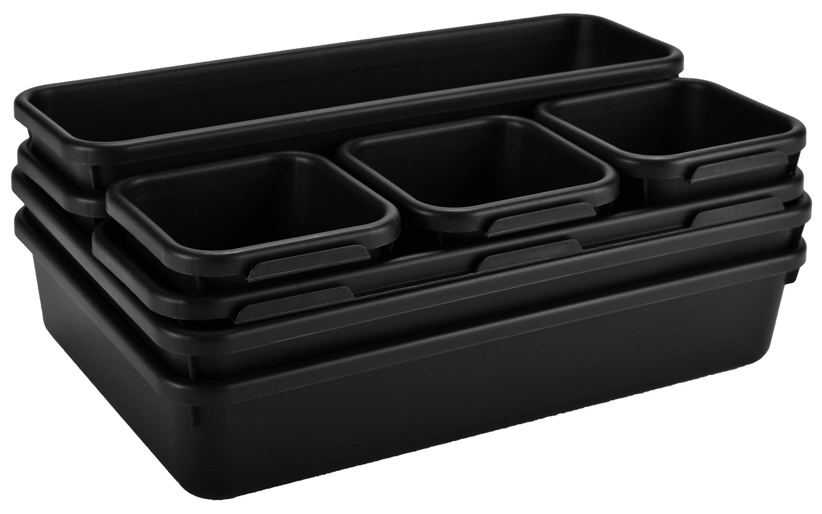 Interlocking Drawer Organizer Bins 8 Piece, Desk Junk Drawer Tray -