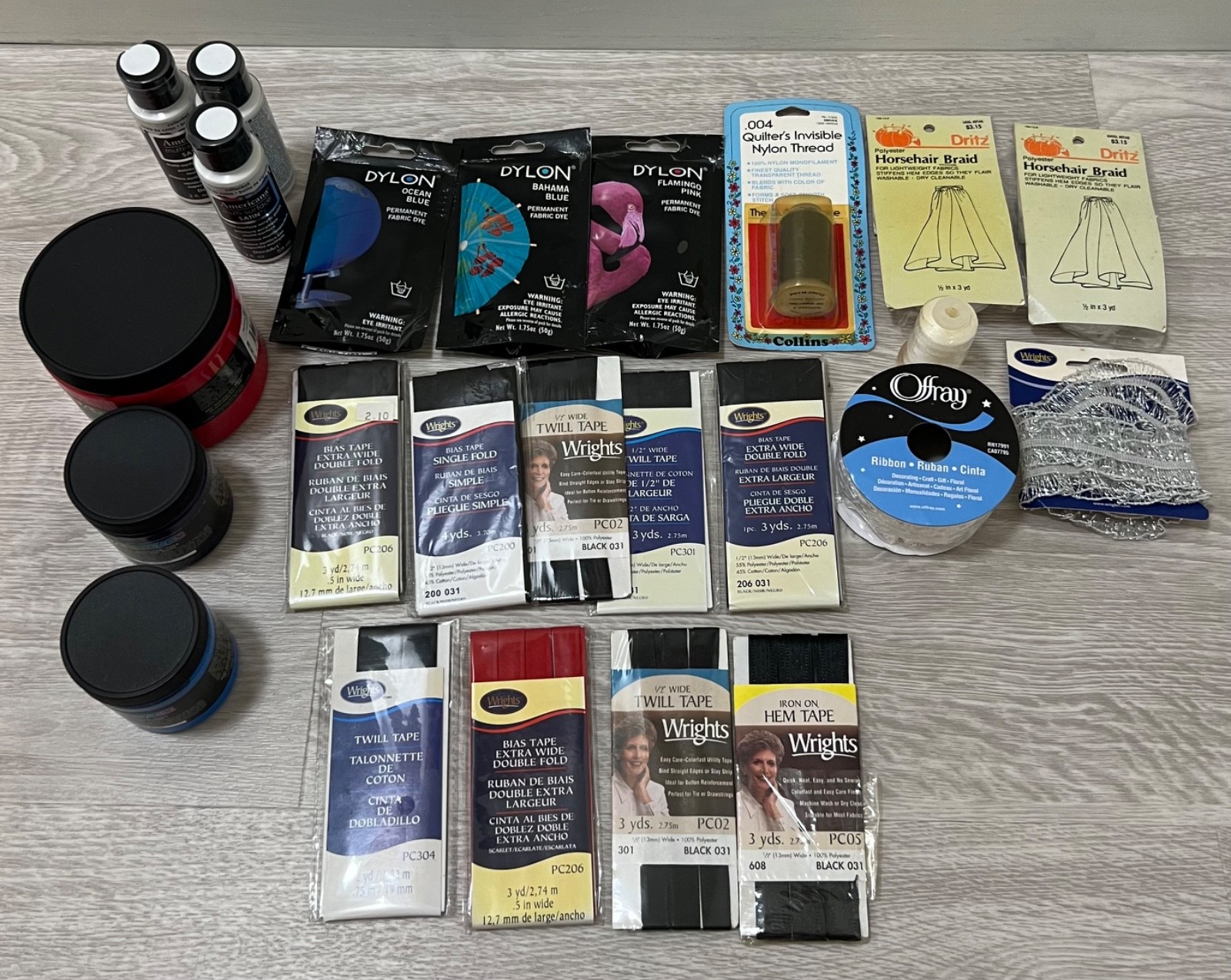Sewing Notions Threads Horse Head Ink Dye Hem Tape Ribbon Lot ~ FREE Shipping